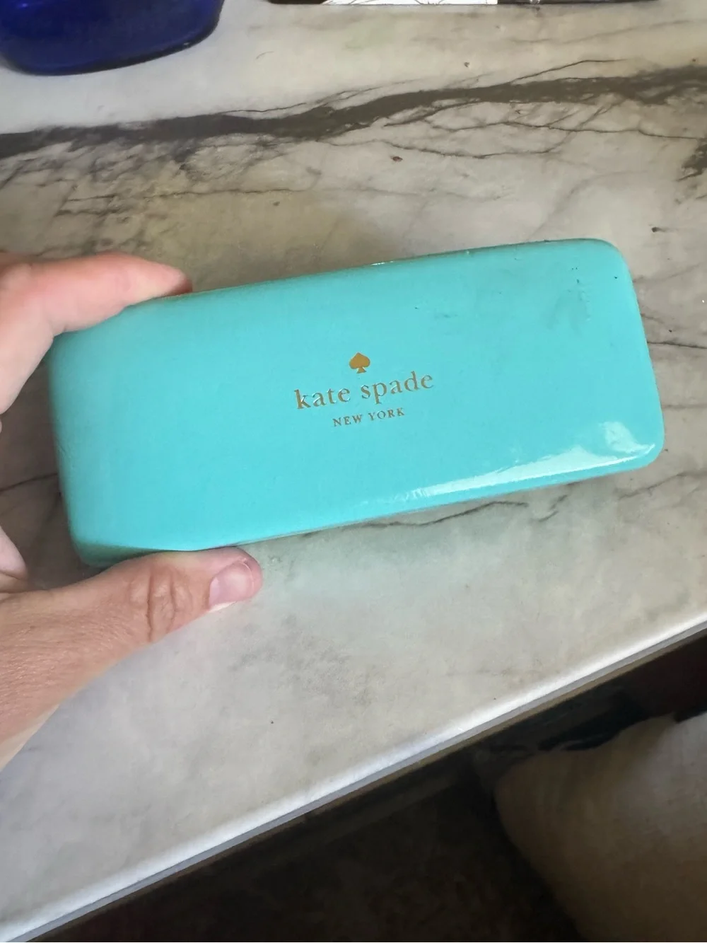 Kate Spade Turquoise & Green Hard Eyeglass Case with Gold Logo